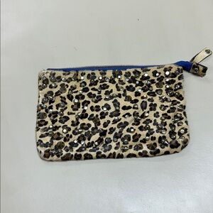 Leopard Print Clutch with Blue Accents